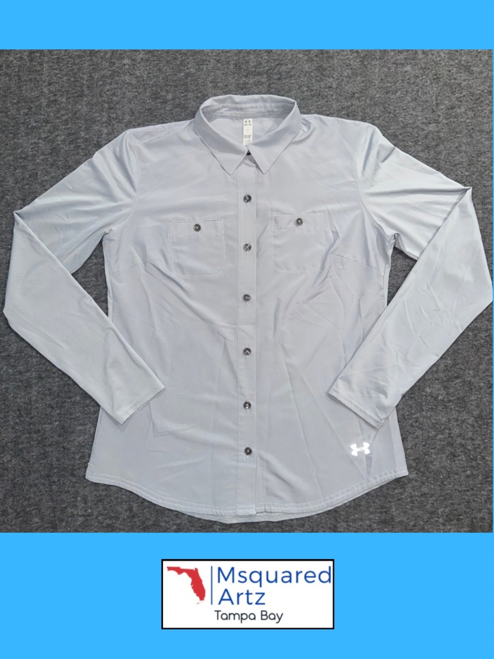 Under Armour HeatGear Women Medium Gray Long Sleeve Button Up Performance Shirt
